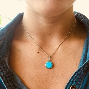 Blue opal necklace